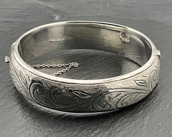 Bracelet Ancien En Argent Massif, Style Rigide à Boucle De Ceinture - Années 1960-1970, Occasion