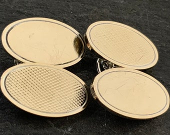 Vintage 9 Karat Gold Manschettenknöpfe aus Sterling Silber