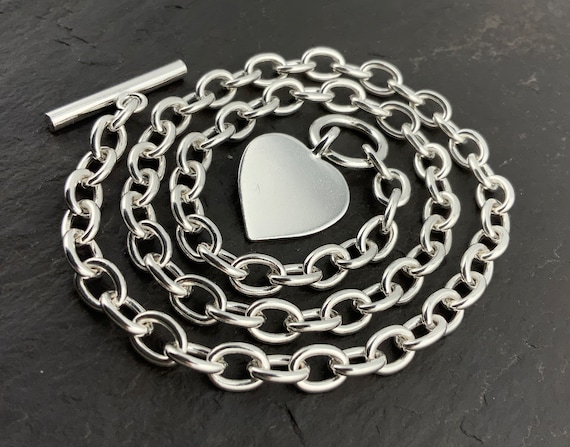Vintage Heavy Sterling Silver T-Bar Ring Heart Ne… - image 2