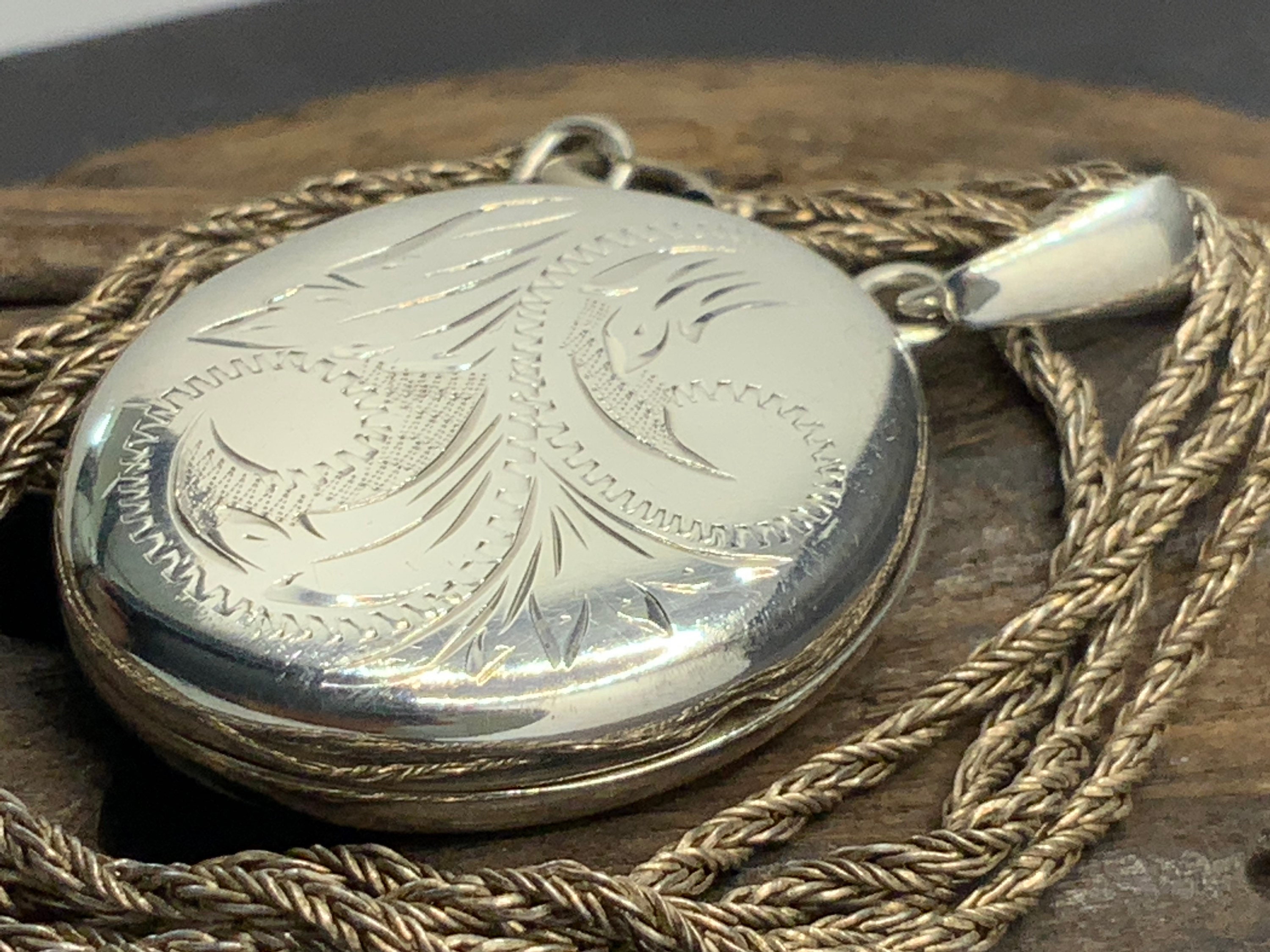 Vintage Sterling Silver Locket Pendant Necklace Etsy