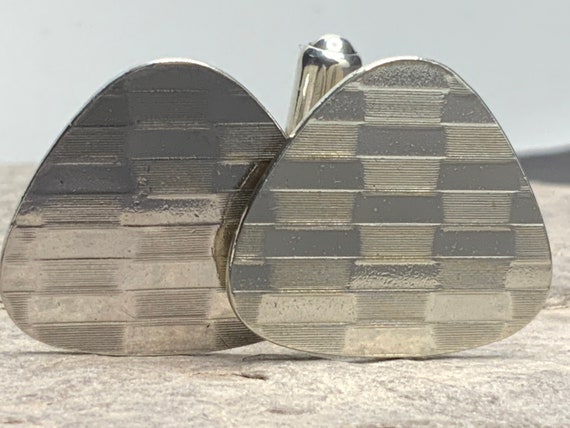 Vintage Sterling Silver Solid Engine Turned Cuffl… - image 1