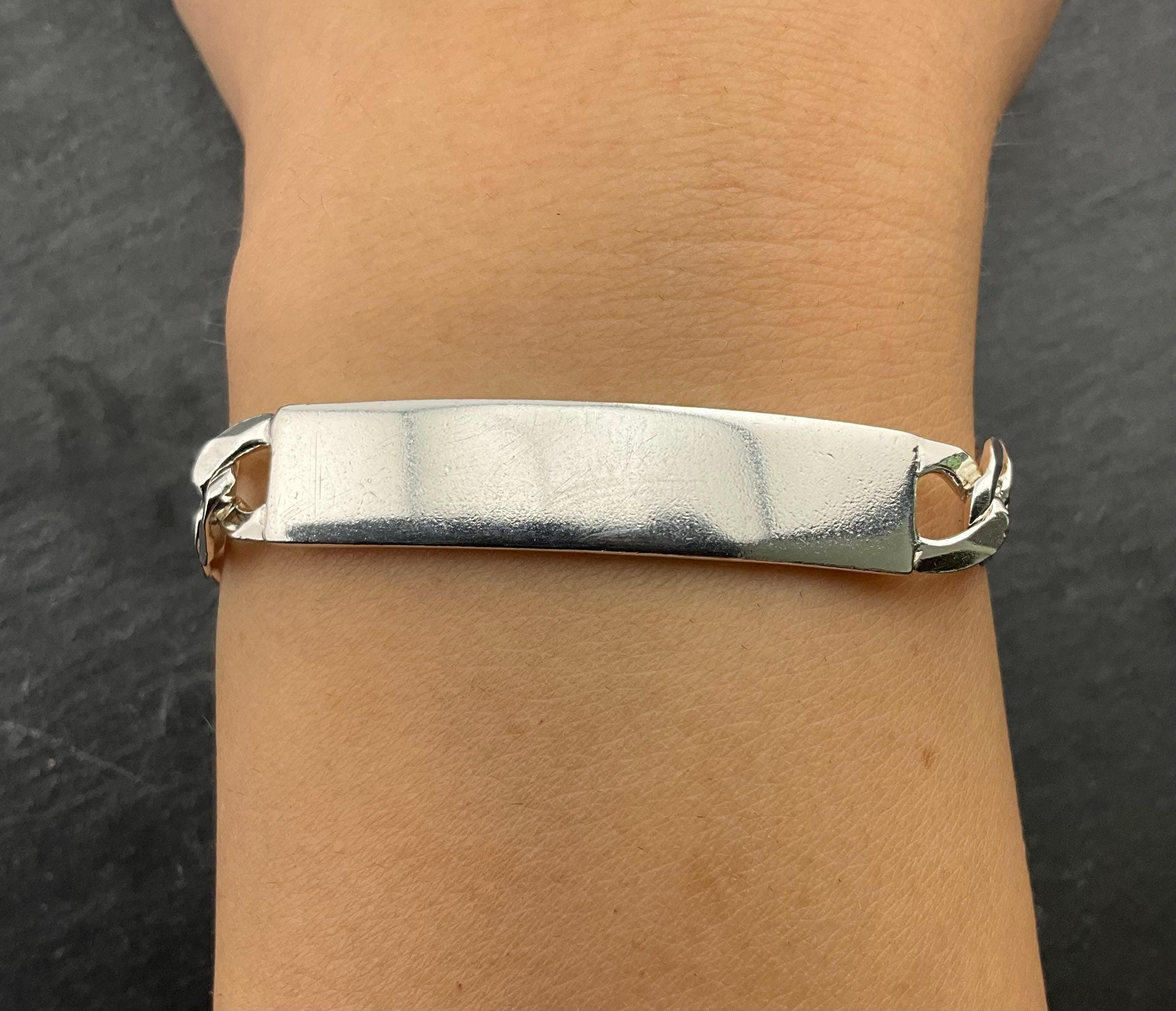 Vintage Sterling Silver ID Bracelet Monogram Name Bracelet 8