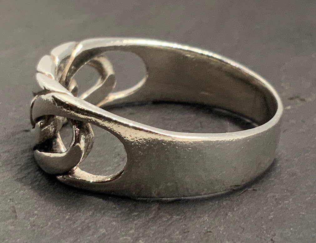 Vintage Sterling Silver Chunky Chain Band Ring, UK Size Y