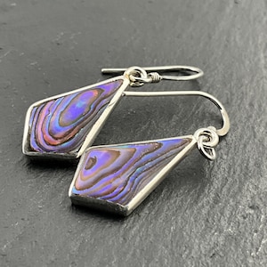 Vintage Abalone Sterling Silver Fancy Dangle Earrings