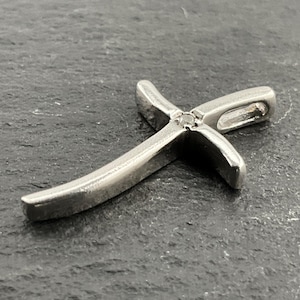 Vintage Diamond Cross Sterling Silver Pendant Necklace