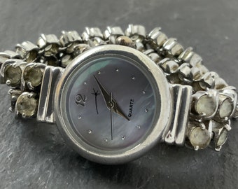 montre-bracelet vintage à quartz en argent massif