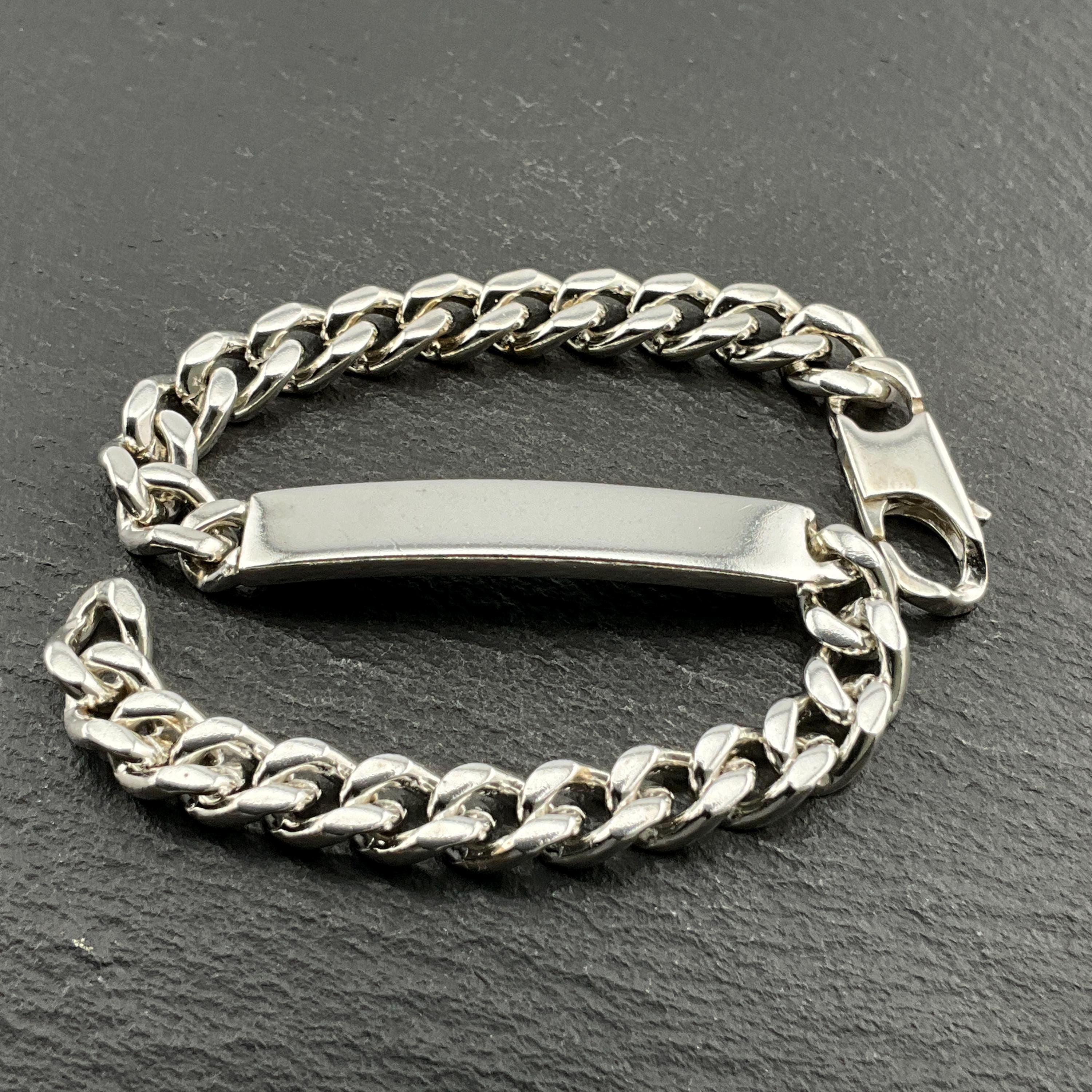 Vintage Heavy Sterling Silver ID Curb Bracelet - Etsy
