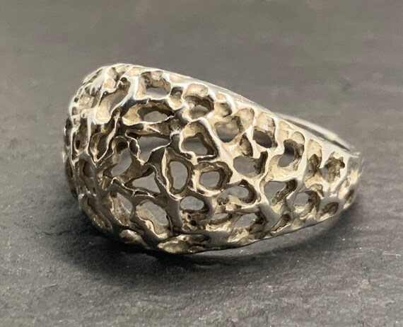 Vintage Sterling Silver Statement Ring, UK Size P… - image 4