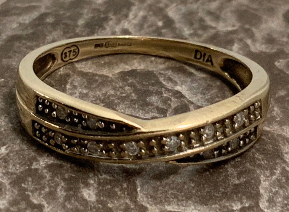 Vintage 9ct Gold Diamond Crossover Ring UK Size L US Size 6 Etsy