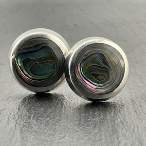 Vintage Abalone Sterling Silver Fancy Stud Earrings