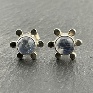Vintage Sterling Silver Moonstone Stud Earrings