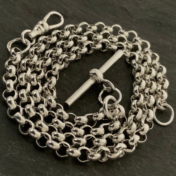 Vintage Solid Heavy Sterling Silver T-Bar Necklace
