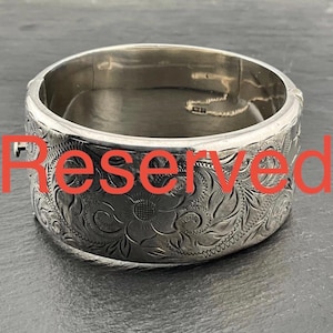Reservado - No compre brazalete vintage de plata esterlina con bisagras gruesas y grabado floral.