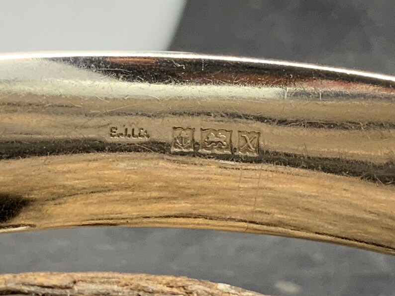 Vintage Sterling Silver Chunky Half Engraved Hinged Bangle