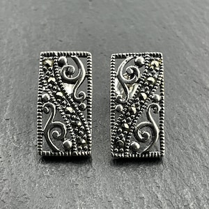 Vintage Marcasite Sterling Silver Stud Earrings