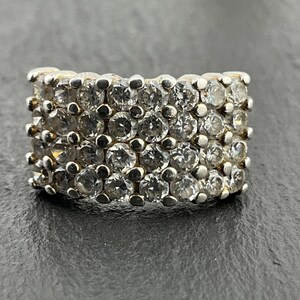 Vintage Cubic Zirconia Sterling Silver Statement Ring, UK Size O1/2, US Size 7 1/4, EU Size 54 1/2