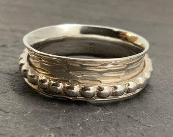 Vintage Sterling Silver Spinner Ring, UK Size M, US Size 6, EU Size 51 1/2