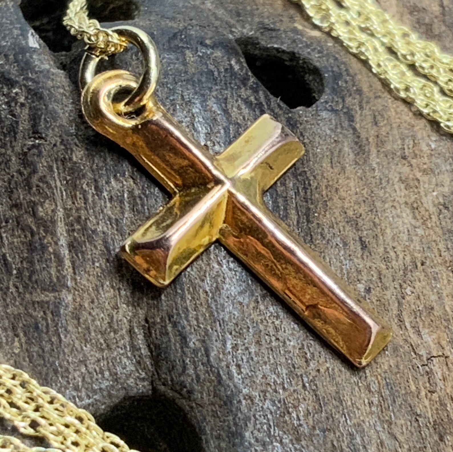 Vintage 9ct Gold Petite Cross Pendant Necklace Etsy UK