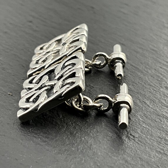 Vintage Solid Sterling Silver Celtic Knot Cufflin… - image 2