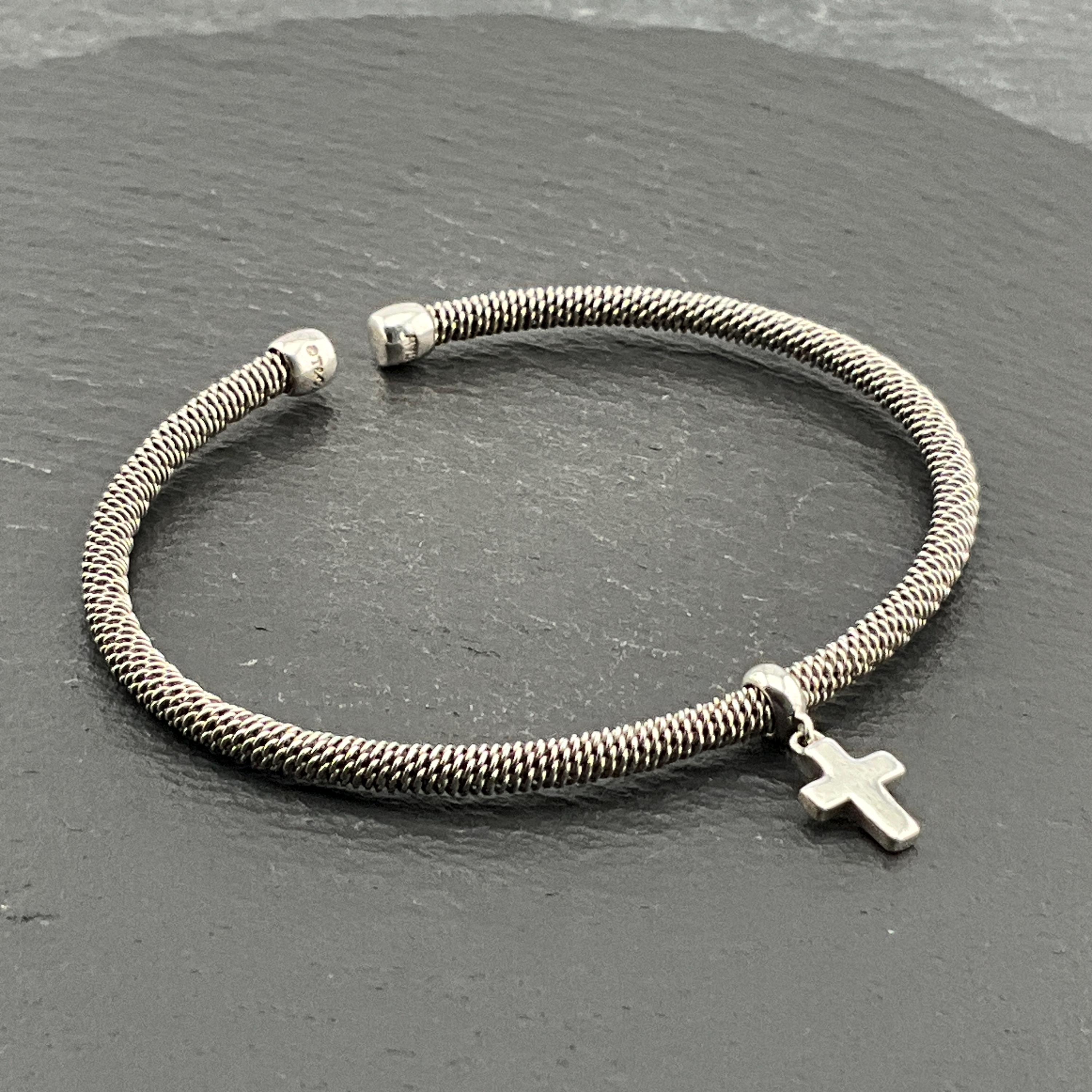 Genuine Tiffany & Co Sterling Silver Cross Dangle Torc Bangle - Etsy