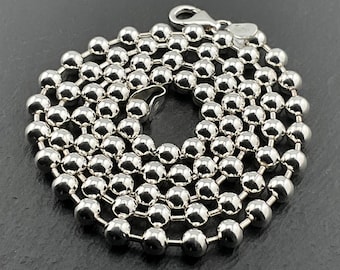 Vintage Long Sterling Silver Ball Link Necklace - Etsy