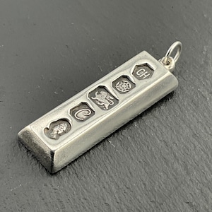 Vintage Heavy Hallmark Ingot Sterling Silver Pendant