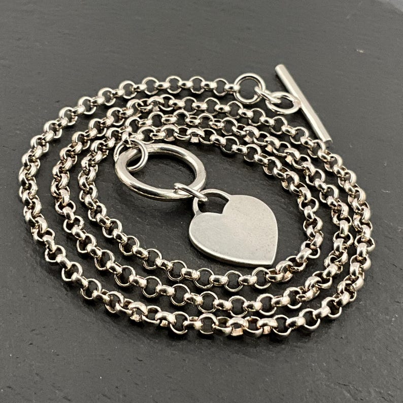 Vintage Sterling Silver Heart Tbar Ring Necklace Etsy Australia