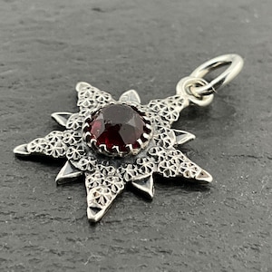 Antique Charles Horner Pink Stone Star Sterling Silver Pendant Necklace