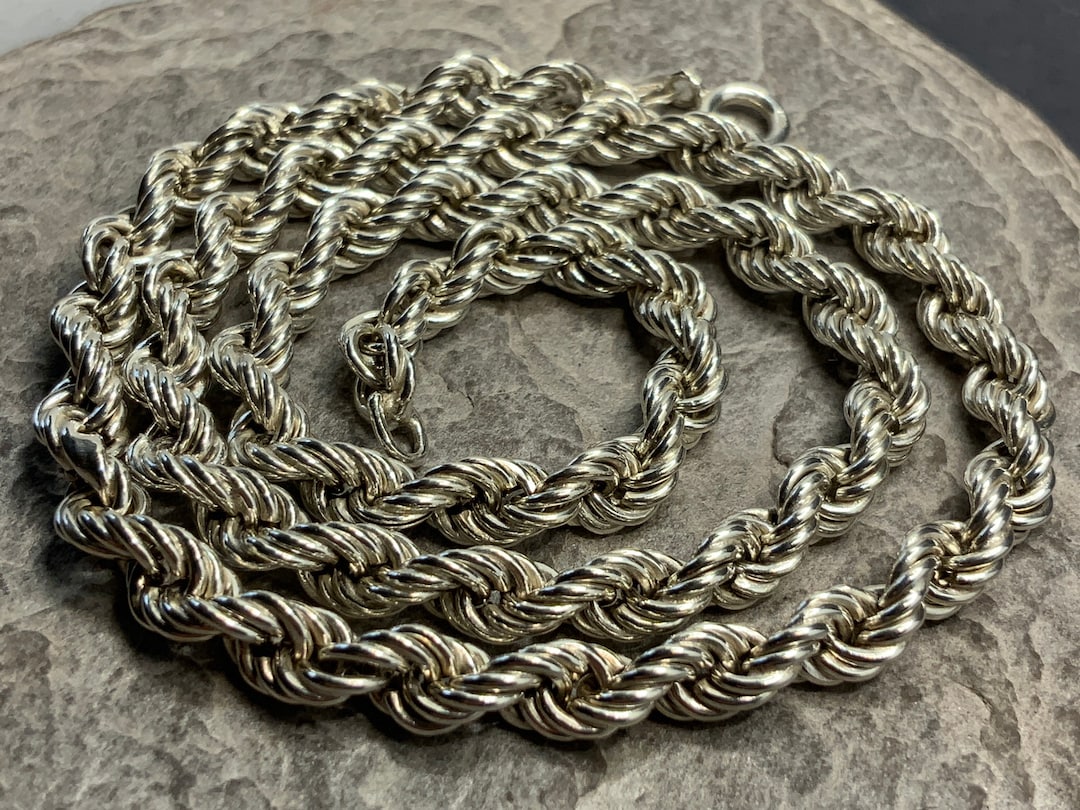 Vintage Sterling Silver Twist Rope Chain Necklace Etsy