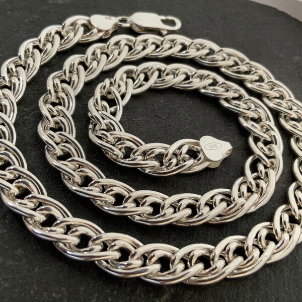 Vintage Heavy Sterling Silver Fancy Link Necklace