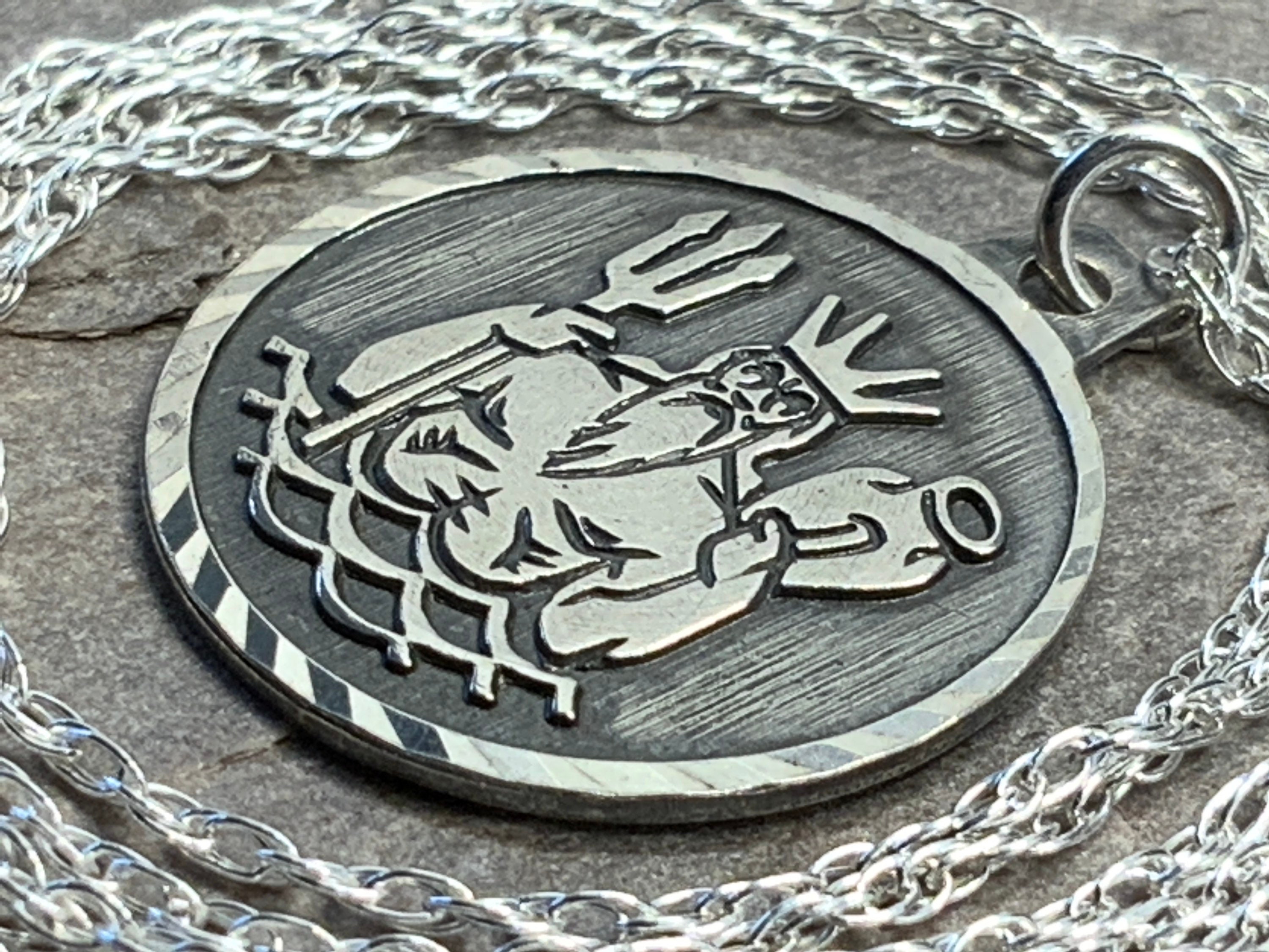 Vintage Solid Sterling Silver Zeus Pendant Necklace Etsy