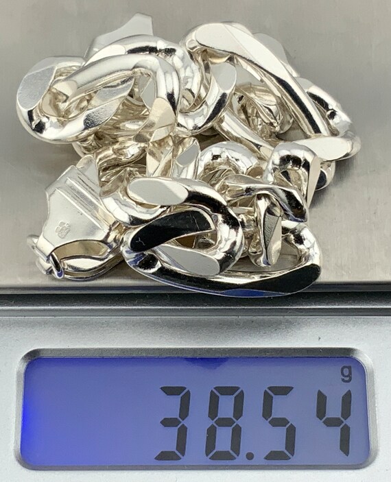 Vintage Chunky Heavy Sterling Silver Figaro Curb Link