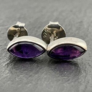 Brincos de ametista vintage em prata esterlina
