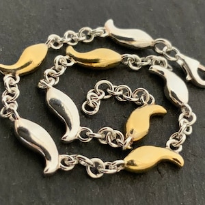 Vintage Sterling Silver Fancy Horn Of Plenty Link Bracelet