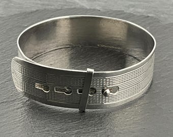 アクセサリー Vintage Silver Belt Buckle Bracelet 925 Vintage Italian Sterling Silver Belt Buckle Bracelet - 10mm