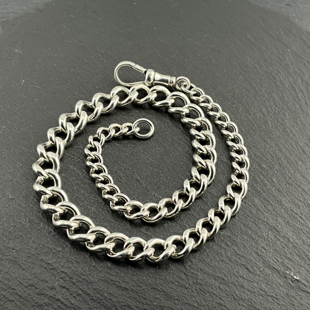 Vintage Sterling Silver Albert Pocket Watch Chain - Etsy UK