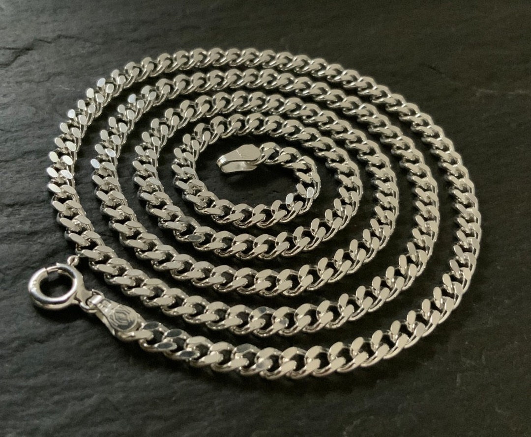 Vintage Sterling Silver Curb Link Necklace - Etsy