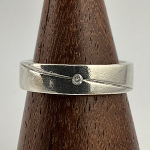 Vintage Diamant Sterling Silber Bandring, UK Größe O, US Größe 7, EU Größe 54