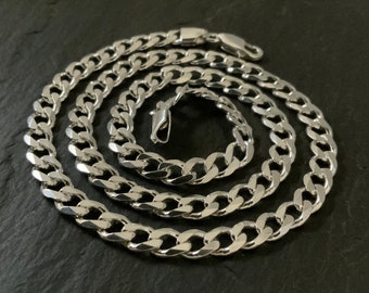 Vintage Sterling Silver Curb Link Necklace - Etsy