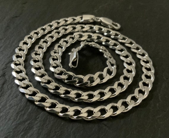 Vintage Sterling Silver Curb Link Necklace - Etsy