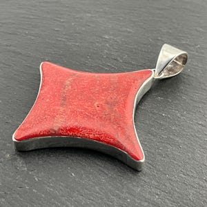 Vintage Coral Sterling Silver Star Pendant