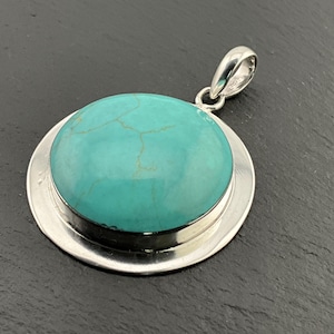 Vintage Turquoise Heavy Sterling Silver Pendant