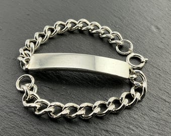 Vintage French Silver ID Bracelet Michel, 1970s Chunky Jewellery