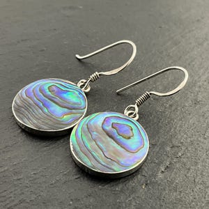 Vintage Abalone Sterling Silver Fancy Dangle Earrings
