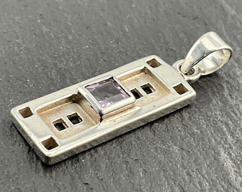 Vintage Amethyst Sterling Silver Pendant Necklace