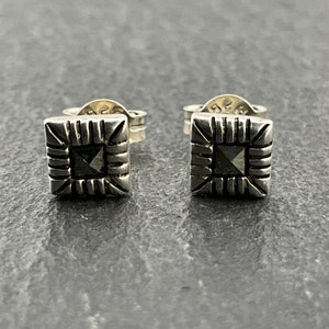 Vintage Sterling Silver Marcasite Stud Earrings