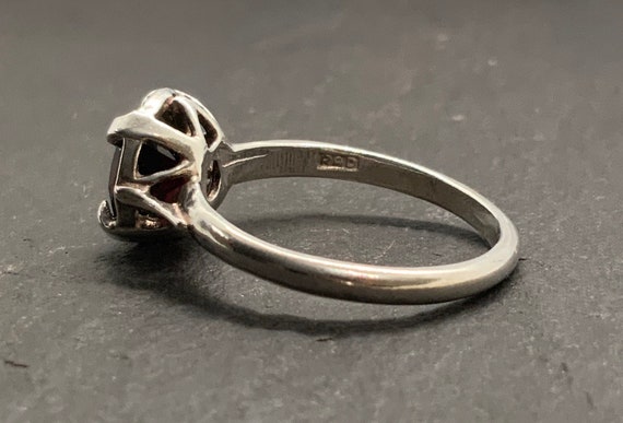 Vintage Sterling Silver Garnet Statement Ring, UK… - image 4