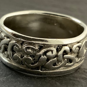 Vintage Chunky Sterling Silver Fancy Celtic Band Ring, UK Size Y, US Size 12 1/4, EU Size 67 1/2