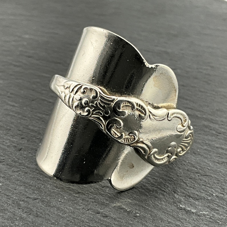 Antique Spoon Sterling Silver Wrap Statement Ring, UK Size V1/2, US