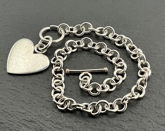 ヴィンテージ スターリング シルバー ロロ チェーン ハート タグ